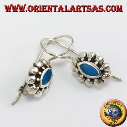 Boucles d'oreilles argent avec de la pâte turquoise navette