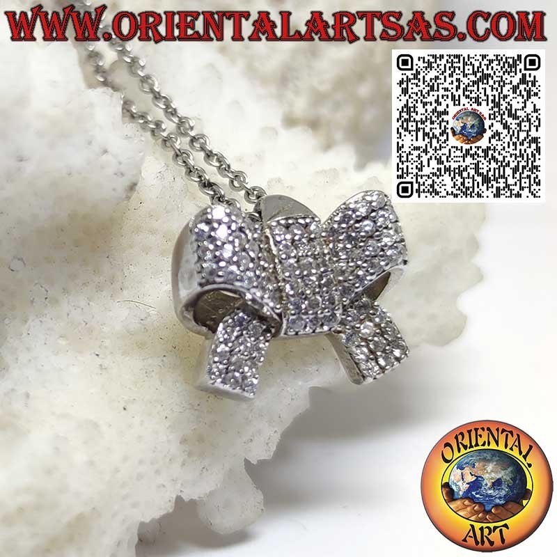 Pendentif en argent avec zircon ovale rose français avec crochet allongé