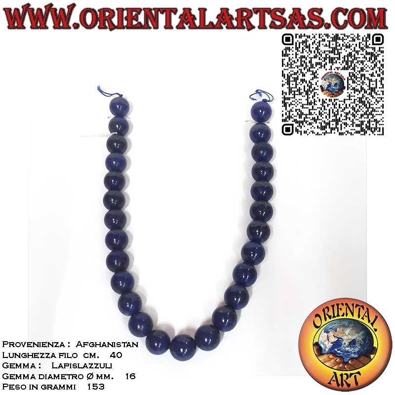AAA Natural Afghan Lapis Lazuli 16mm Necklace | Oriental Art