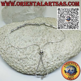 Bracelet en argent avec sphères et tubes avec fermeture à bille coulissante