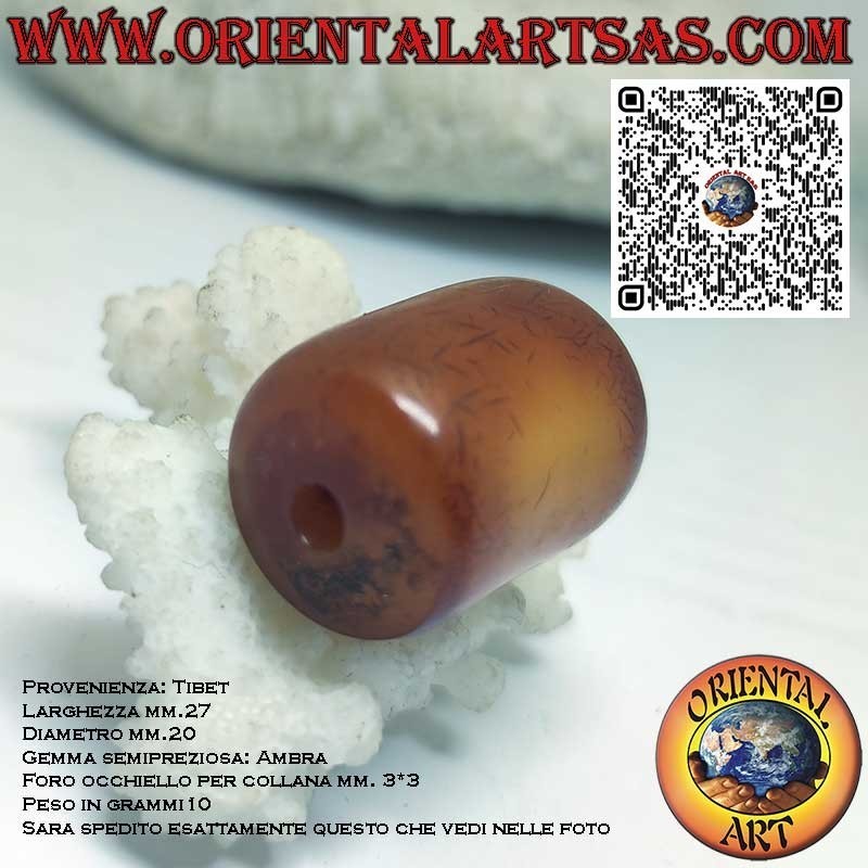 Authentic Ancient Tibetan Fossil Amber Pendant | Oriental Art