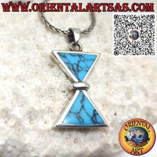 Colgante de plata de 925‰ con dos turquesas triangulares colocadas simétricamente