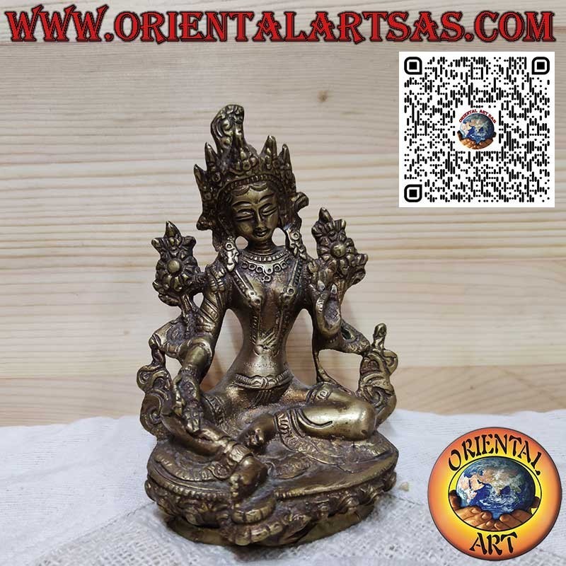 Handcrafted brass Tara with finely carved details