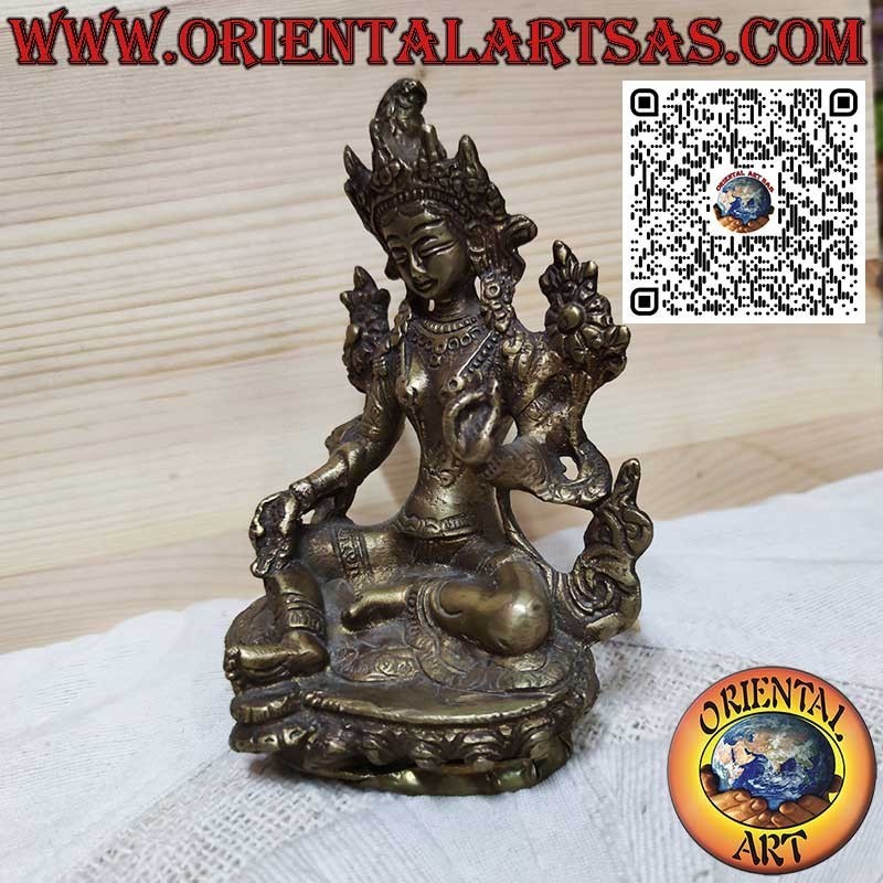 Tara in ottone lavorata a mano con dettagli finemente scolpiti