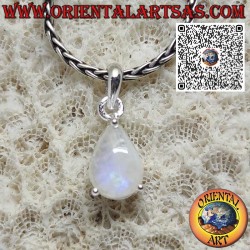Sterling Silver Pendant with Rainbow Moonstone Drop