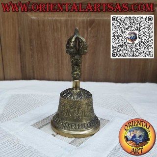 Cloche tibétaine « Ghanta » avec vajra pour la prière et la méditation (15 cm)