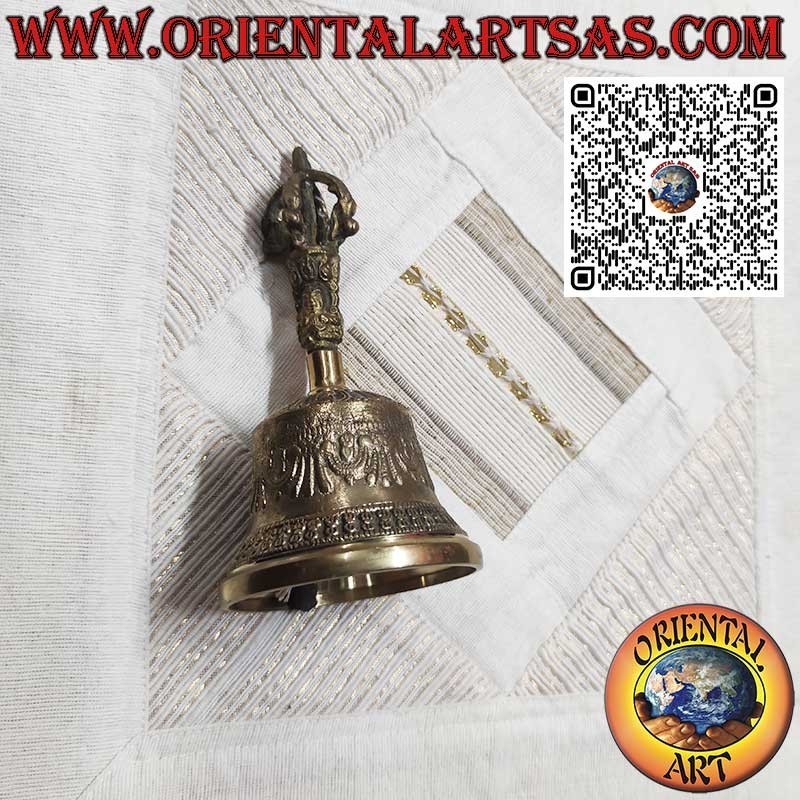 Campana tibetana "Ghanta" con vajra para oración y meditación (15 cm)