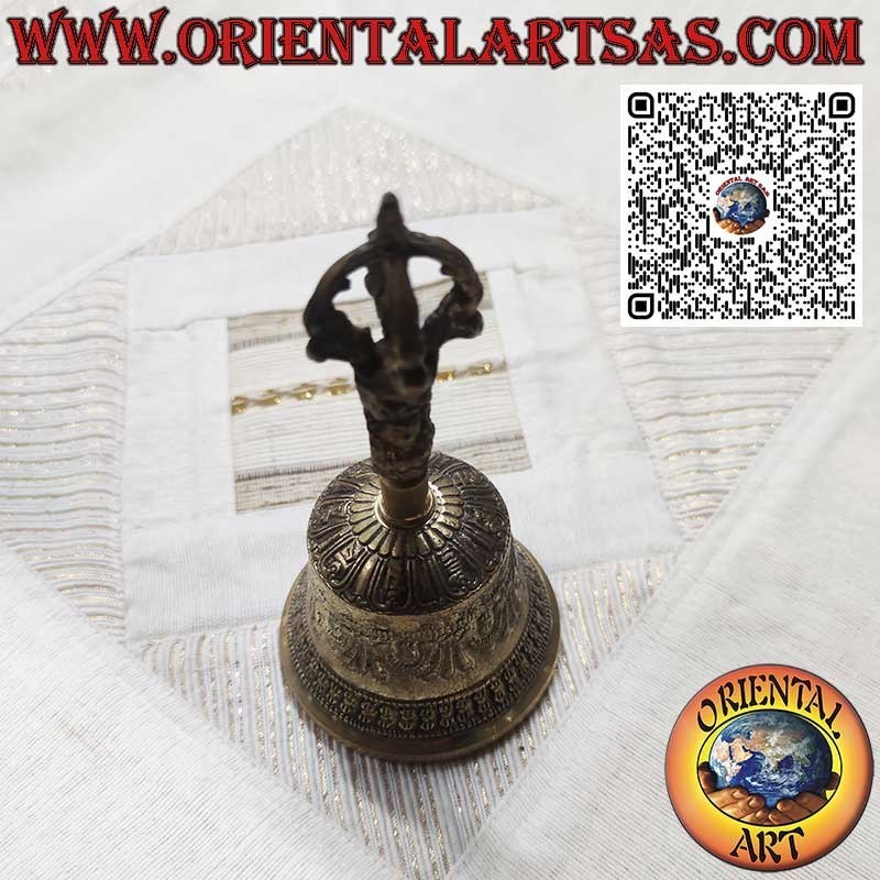 Campana tibetana 'Ghanta' con vajra da preghiera e meditazione (15 cm)