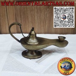 Lámpara de aceite funcional de latón macizo hecha a mano, estilo Aladino