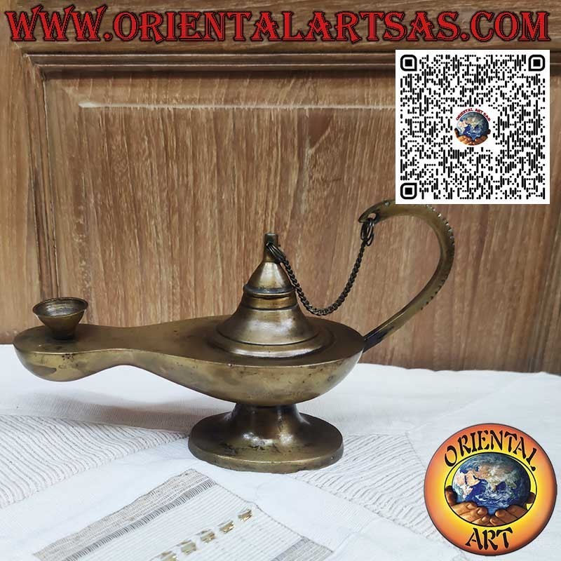 Functional Handmade Solid Brass Aladdin-Style Oil Lamp
