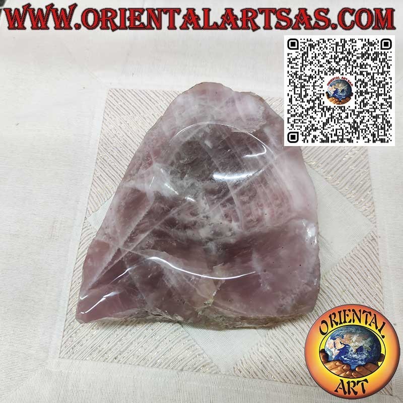 Natürlicher Rosenquarzblock, ausgehöhlt wie eine Taschenentleerungsschüssel, 2900 g.