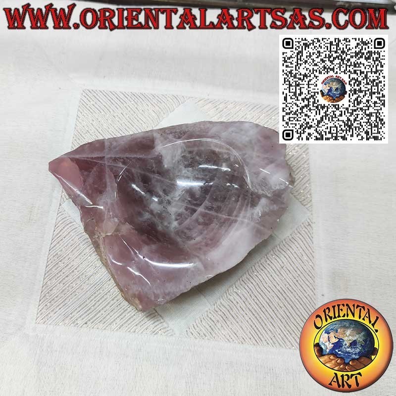 Natürlicher Rosenquarzblock, ausgehöhlt wie eine Taschenentleerungsschüssel, 2900 g.