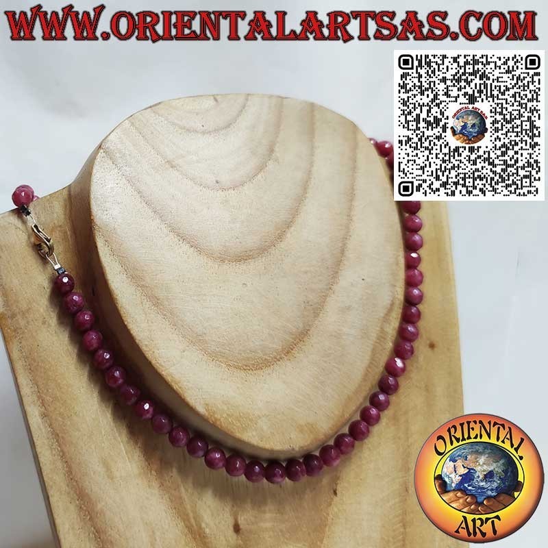 Collana Girocollo Radice di Rubino 7mm | Argento Placcato Oro