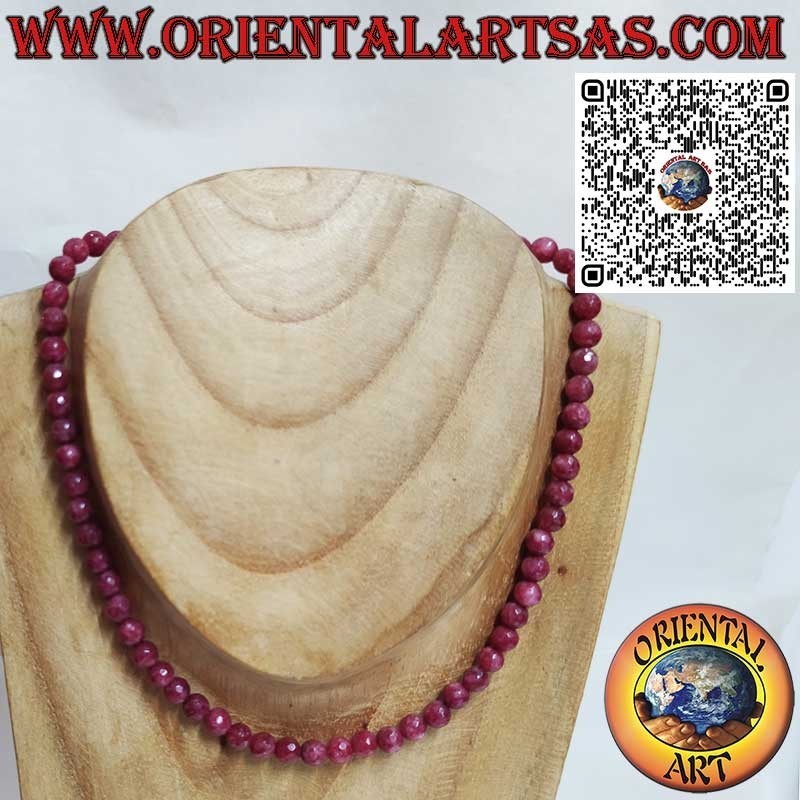Gargantilla Raíz Rubí 7mm y Cierre Plata Baño Oro | Oriental Art