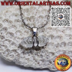 Dorje rock crystal pendant with 2-wire silver hook (thick)