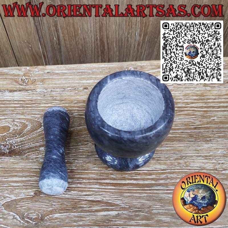 Mortaio in marmo nero da 11 cm completo di pestello da 13 cm