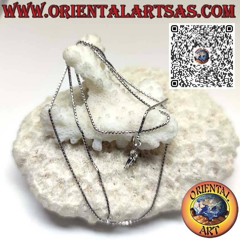 Collana catenina a maglia veneziana rettangolare in argento 925 ‰ rodiata da mm. 1