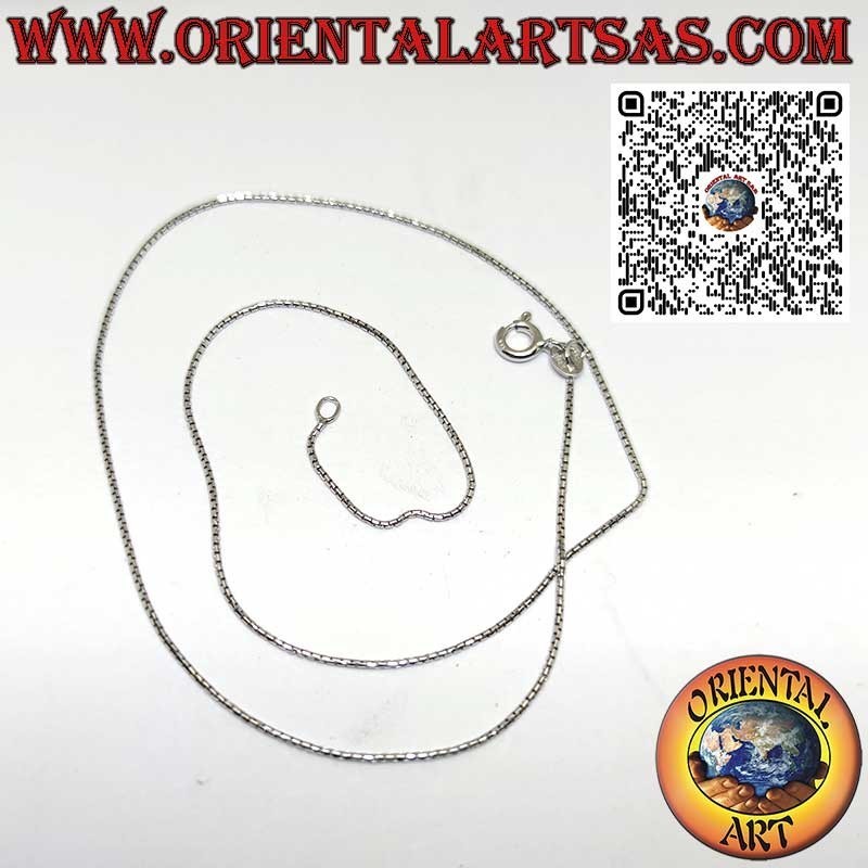 Collar con cadena veneciana rectangular de plata de ley 925 rodiada, de 1 mm