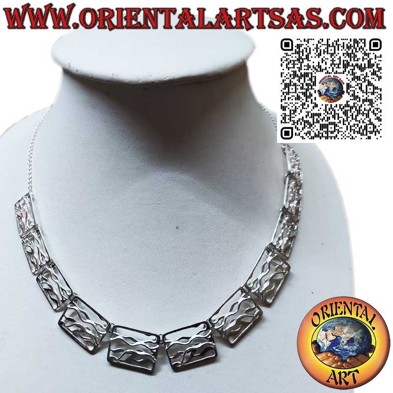 Collar brillante de plata 925 ‰ compuesto por 11 placas talladas