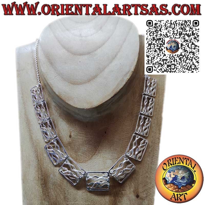 Collar brillante de plata 925 ‰ compuesto por 11 placas talladas