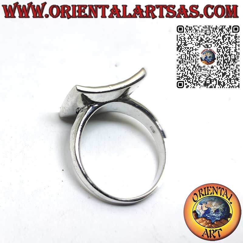 Bague carrée concave martelée en argent 925, fabriquée à la main par Karen