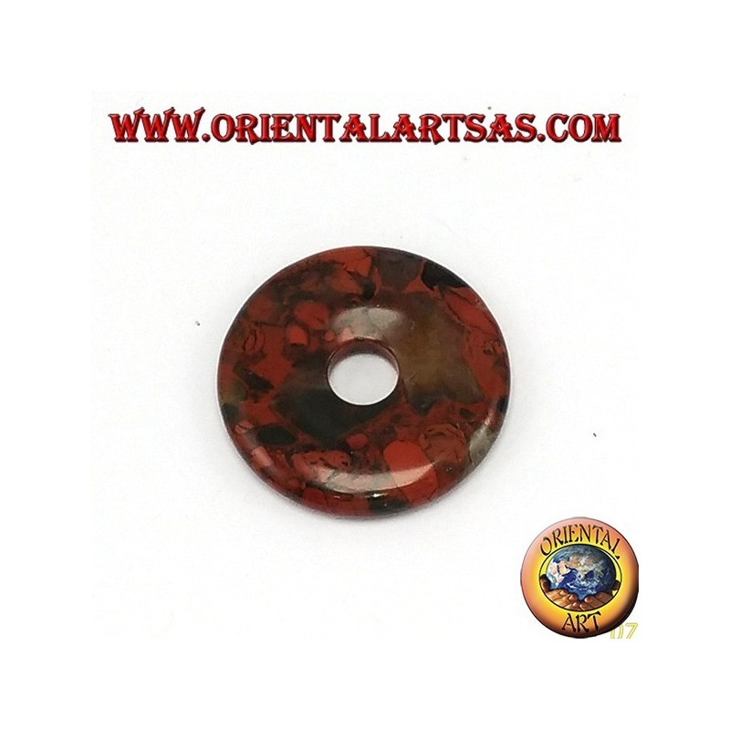 Silber Anhänger mit Krapfen in Jasper 30 mm.