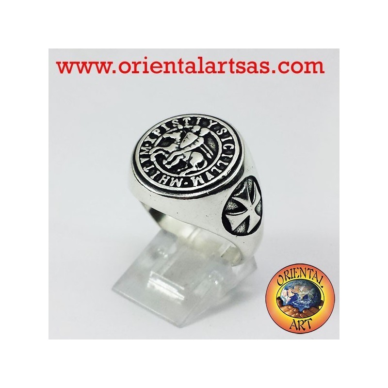 Anello in argento del sigillo ufficiale dei Cavalieri Templari