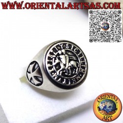 Anillo con Sello Oficial de los Caballeros Templarios en Plata de Ley 925 – Cruces Laterales