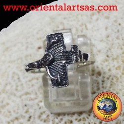 anillo crucifijo de plata