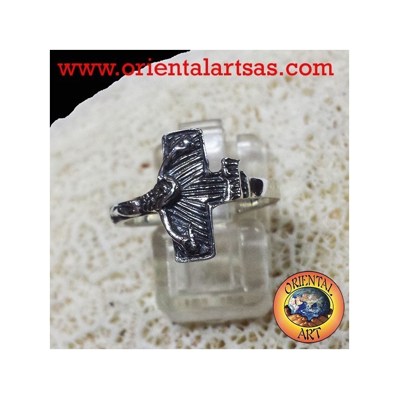 anello con crocifisso in argento