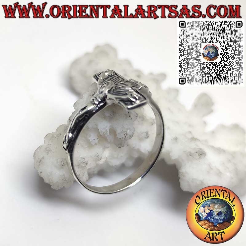 Silver Ring with Sideways Crucifix – Spiritual Elegance in a Modern Style
