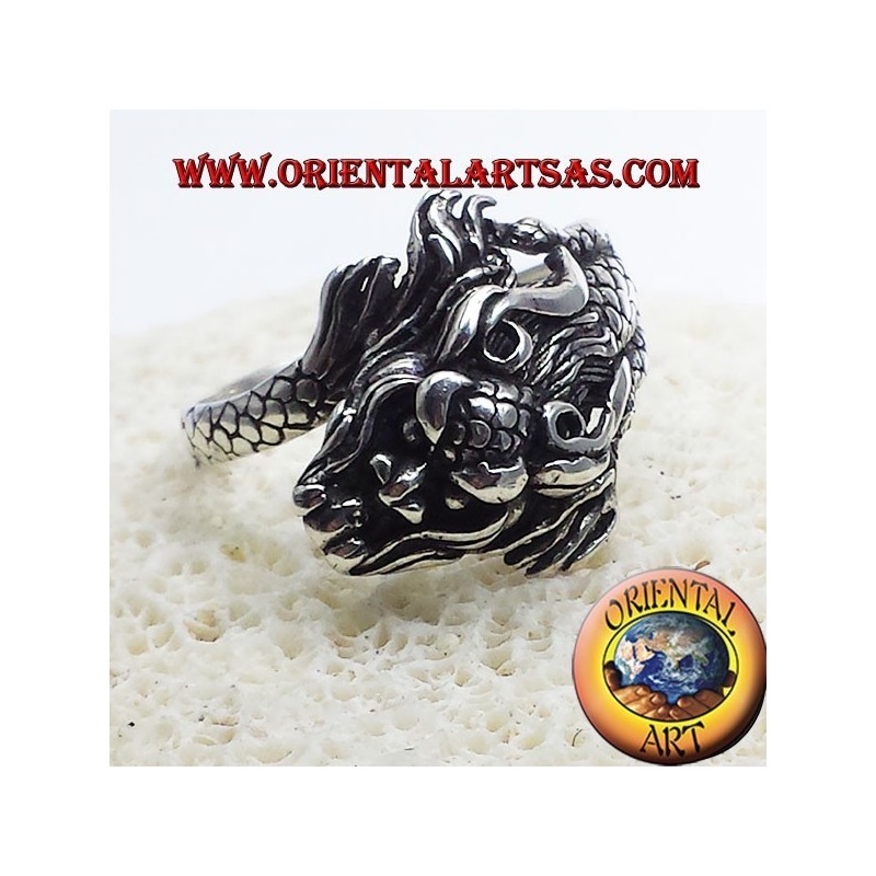 Anillo de plata del dragón de Nepal