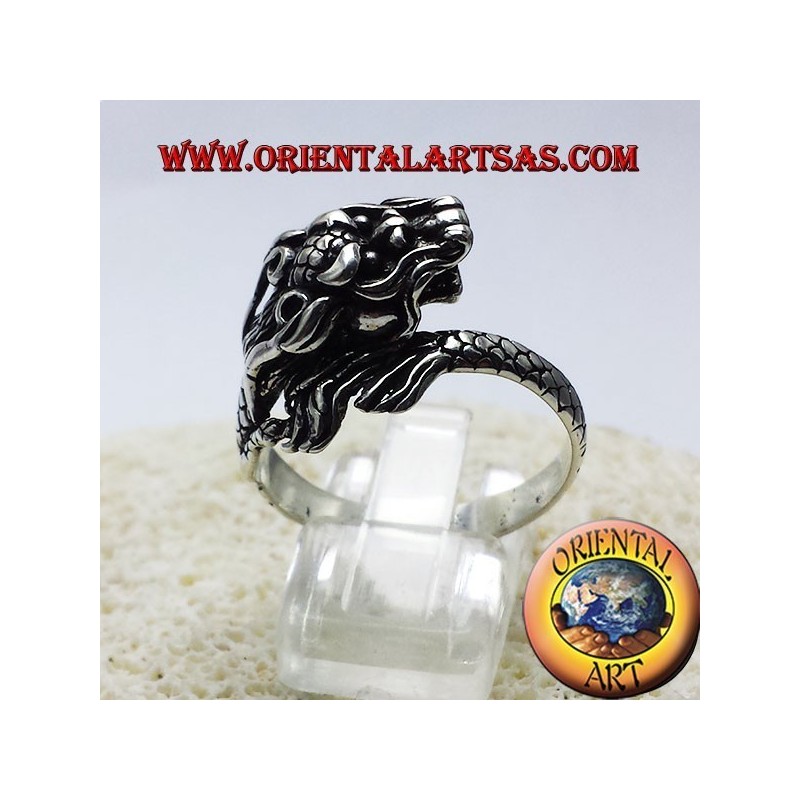 Anillo de plata del dragón de Nepal