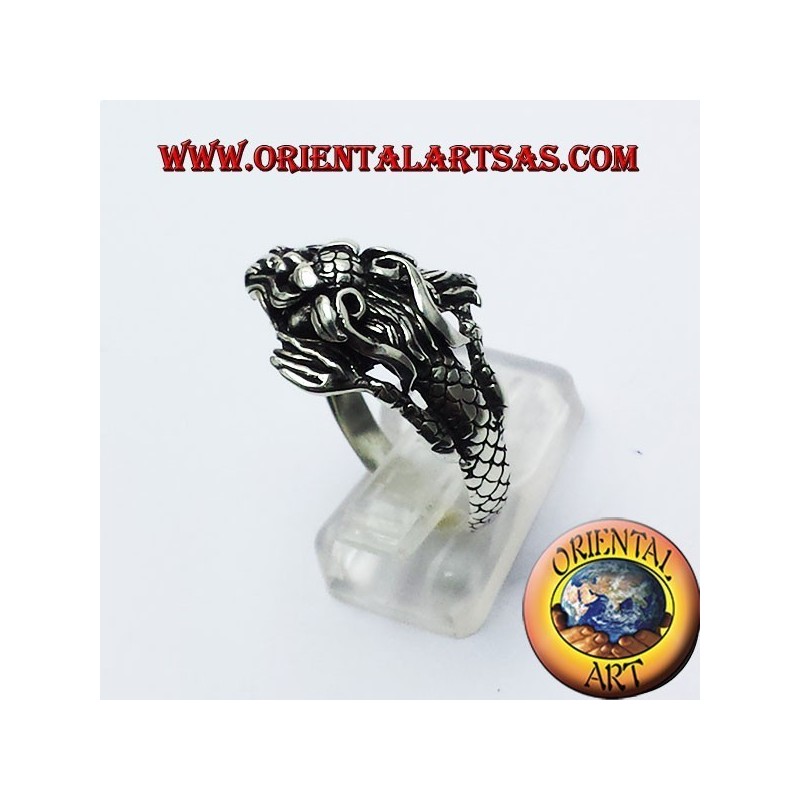 Anillo de plata del dragón de Nepal