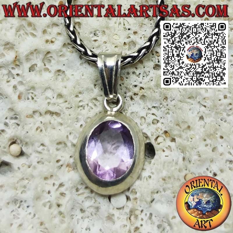 Pendentif en argent avec superbe améthyste naturelle