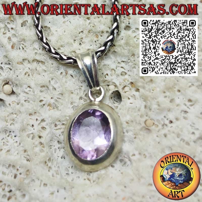 Sterling Silver Pendant with Beautiful Natural Amethyst