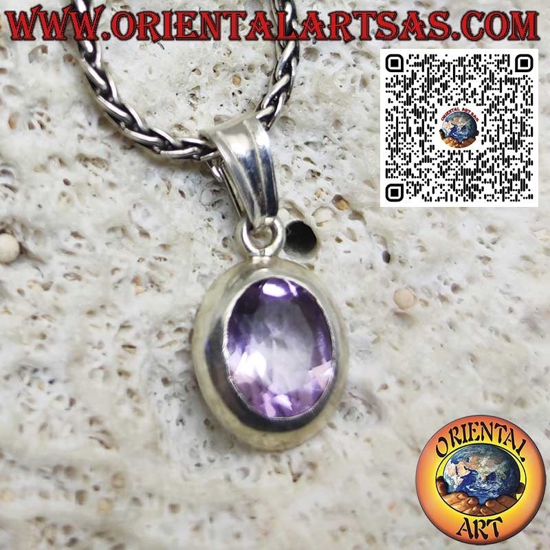 Pendentif en argent avec superbe améthyste naturelle