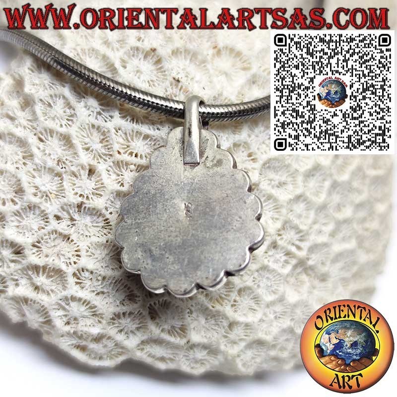 Colgante de plata 925 con turquesa tibetana natural en forma de gota y 15 corales naturales
