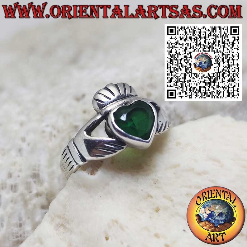 25 Silver Claddagh Ring with Emerald | Irish Love Symbol