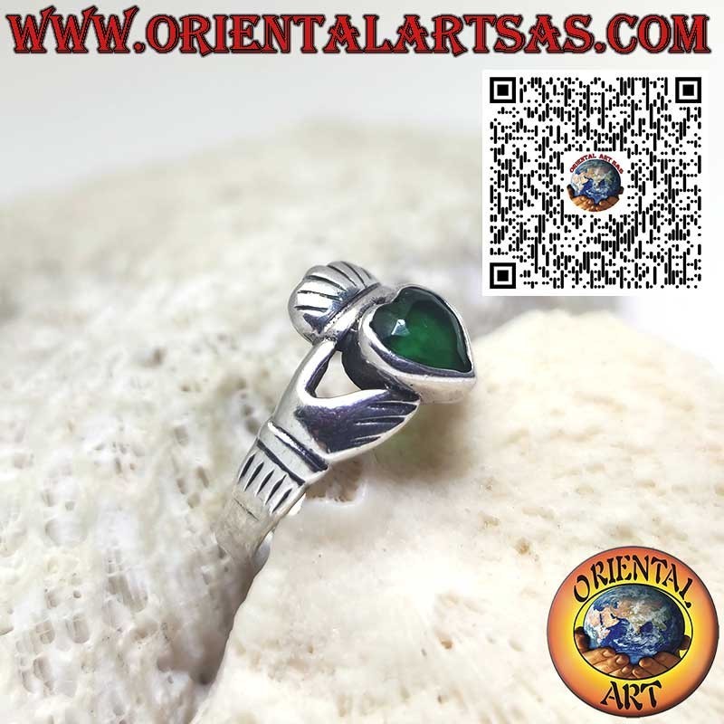 25 Silver Claddagh Ring with Emerald | Irish Love Symbol