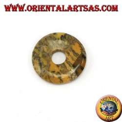 Ciondolo di diaspro australiano a ciambella da 30 mm. di diametro Ø completo cordoncino  cerato regolabile