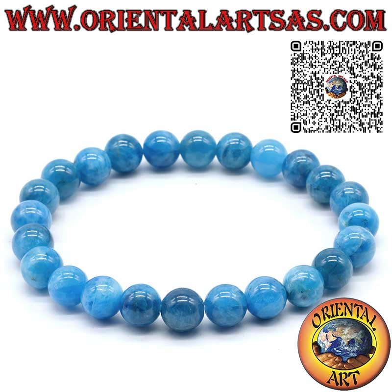 Bracelet en apatite naturelle – Perles de 8 mm – Monté sur élastique