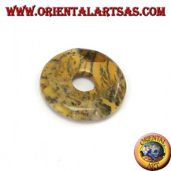 Pendentif australien jaspe Donut 30 mm. Diamètre Ø ligne complète ciré réglable