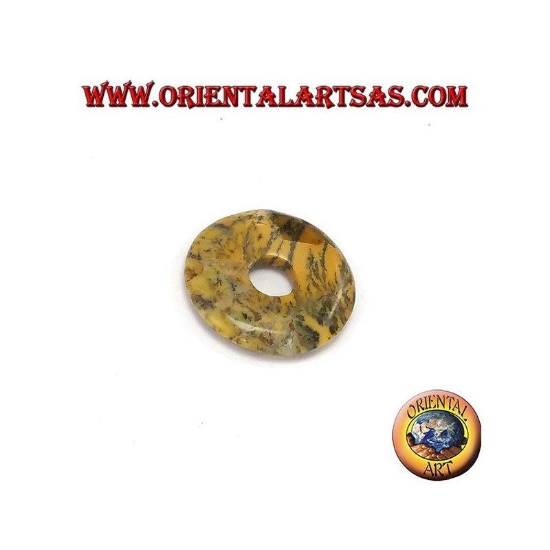 Pendentif australien jaspe Donut 30 mm. Diamètre Ø ligne complète ciré réglable