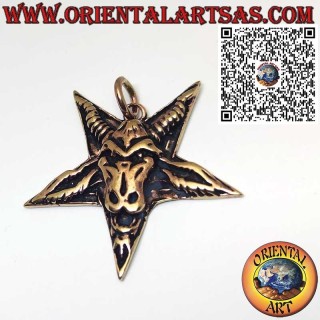 Ciondolo in bronzo Baphomet (Bafometto) sul pentacolo – Simbolo di Satana / Wicca