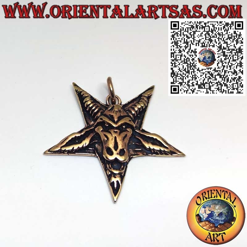 Bronze Baphomet Pendant on Pentacle – Satanic / Wiccan Symbol