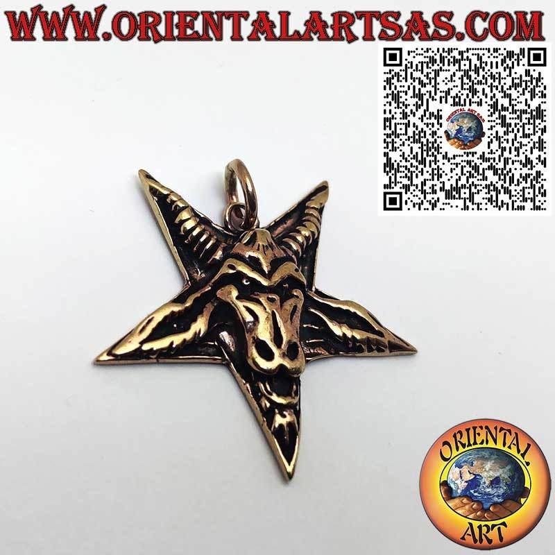 Bronze Baphomet Pendant on Pentacle – Satanic / Wiccan Symbol