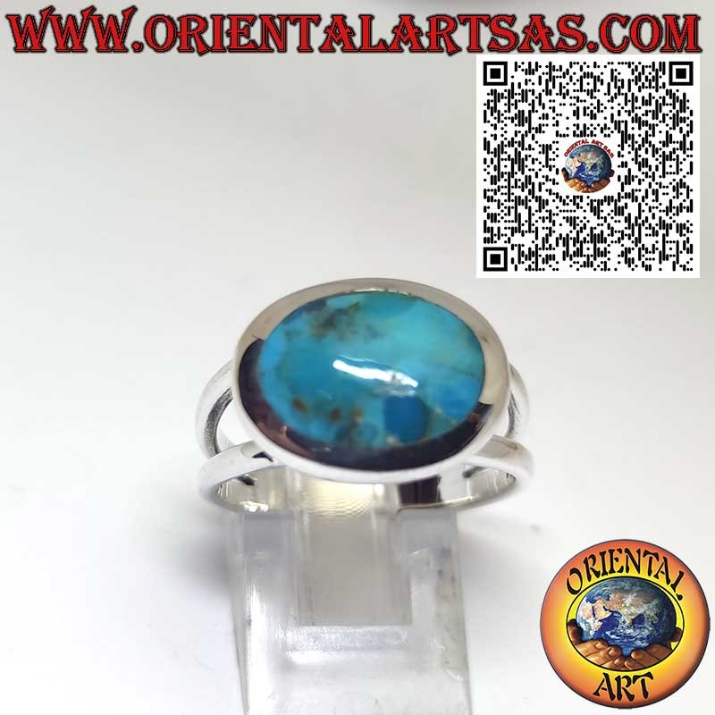 Anello in Argento con Turchese Ovale Traverso dell'Arizona
