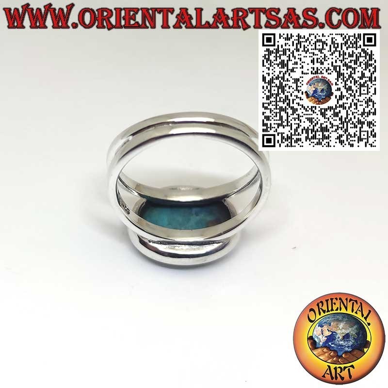 Anillo de Plata con Turquesa Natural de Arizona Ovalada Lateral