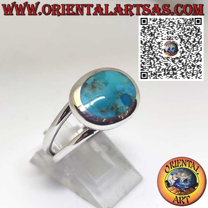 Anello in Argento con Turchese Ovale Traverso dell'Arizona